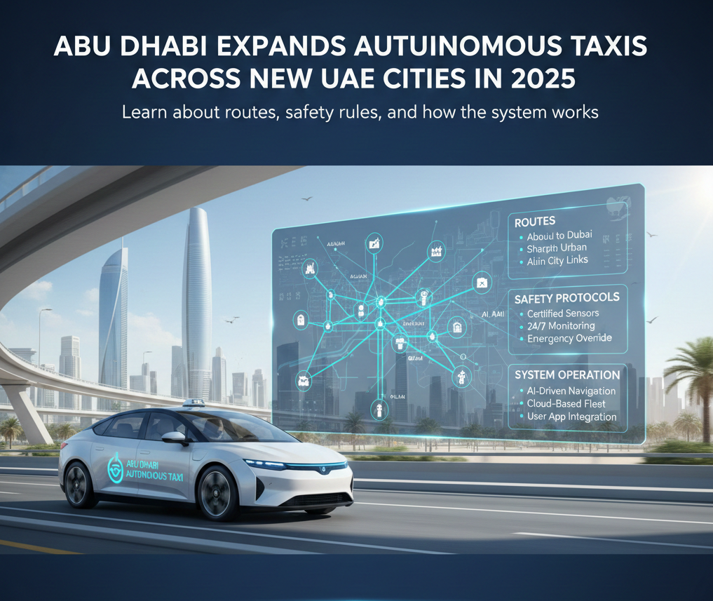 التاكسي ذاتية القيادة في أبوظبي 2025 – التوسّع في مدن جديدة
