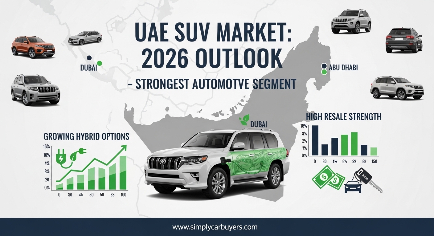 SUV Market in UAE 2026 family SUV driving in Dubai highway
