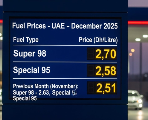Super 98 petrol will cost Dh2.70 a litre, compared to Dh2.63 a litre in November, while Special 95 will cost Dh2.58 a litre, compared to Dh2.51 a litre the previous month.