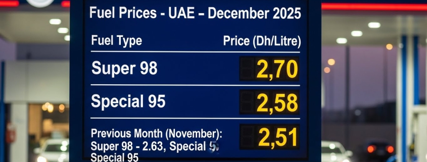 Super 98 petrol will cost Dh2.70 a litre, compared to Dh2.63 a litre in November, while Special 95 will cost Dh2.58 a litre, compared to Dh2.51 a litre the previous month.