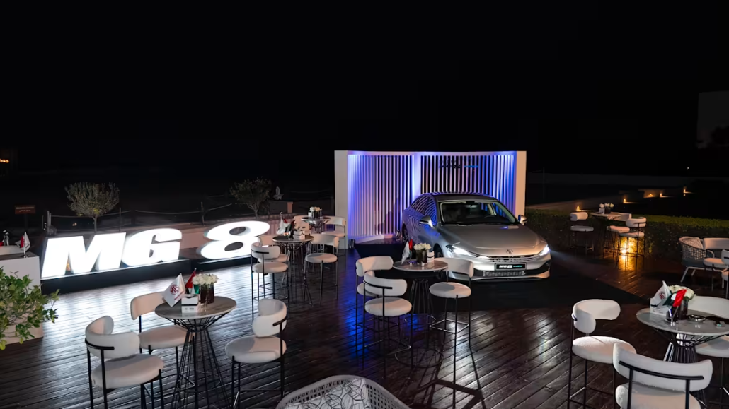 MG 8 PHEV UAE Review 2026 hybrid sedan on UAE highway