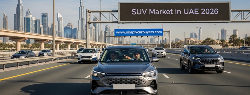SUV Market in UAE 2026 family SUV driving in Dubai highway